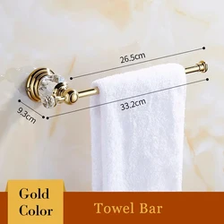 Crystal Toilet Towel rack, Gold Toilet Bathroom Accessories Zinc Alloy hanger Wall Mounted with Towel ring Retro design