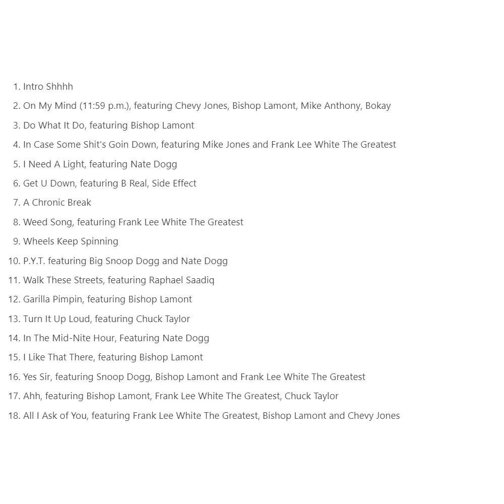 CD in het Mid-Nite Hour Warren G Release Datum: 11 oktober 2005, platenlabel: Hawi No Records