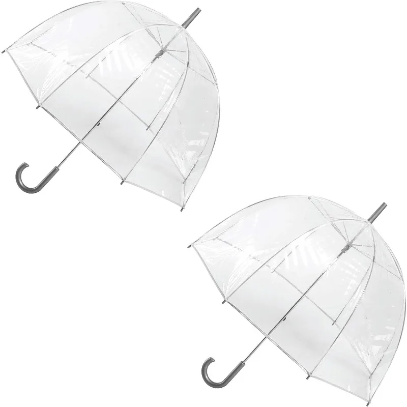 Clear Bubble Umbrella with Dome Canopy, Lightweight Design, Wind and Rain Protection Umbrella, Clear - 2pk,  51