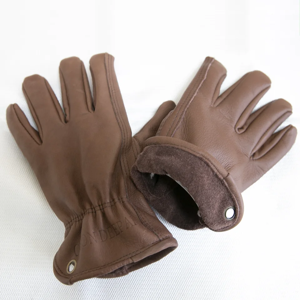 Brown Leather Work Gloves for Cutting/Motorcycle/Farm,Cowhide Work