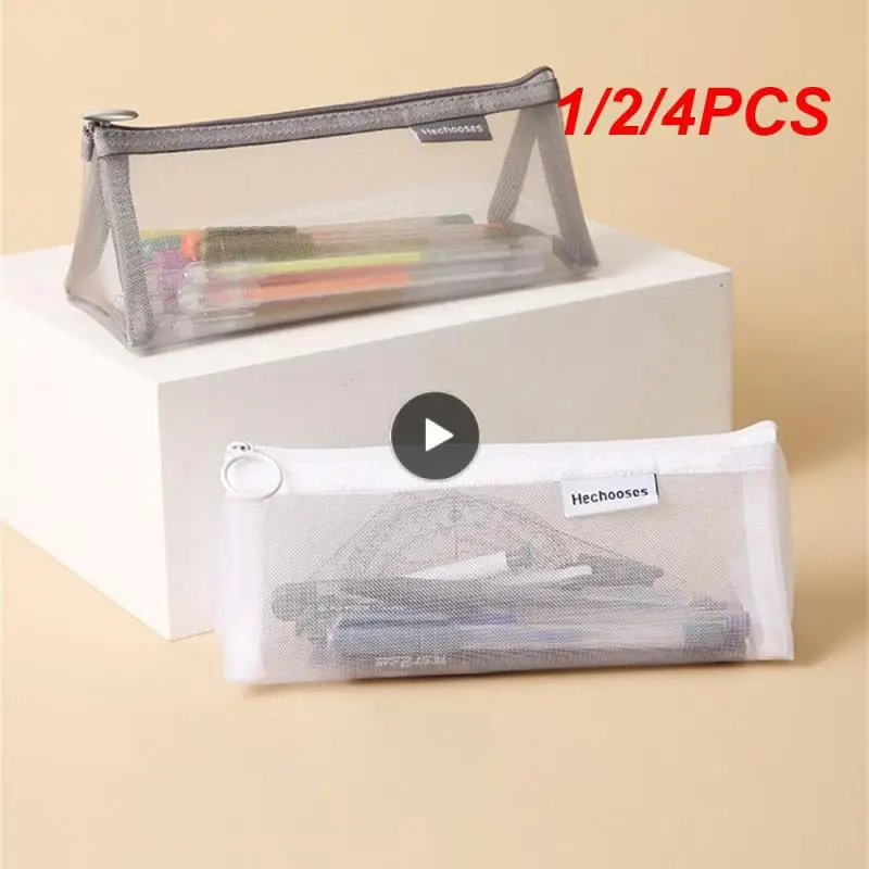 1/2/4PCS Back To School Mesh Pencil Case High Capacity Spacious Large Capacity Stationery Box Fashionable Mesh Pencil Case