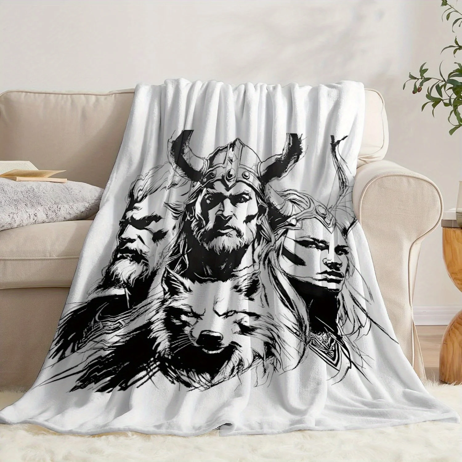 Odinsol Mythology Design Flannel printed blanket suitable for all seasons suitable for living room office sofa and travel
