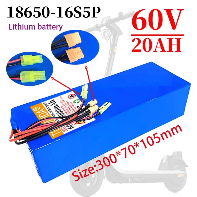 16S5P 60V 20000mAh Lithium Battery Pack 18650 Rechargeable Battery Equipped with 300A BMS Suitable for Various Electric Vehicles