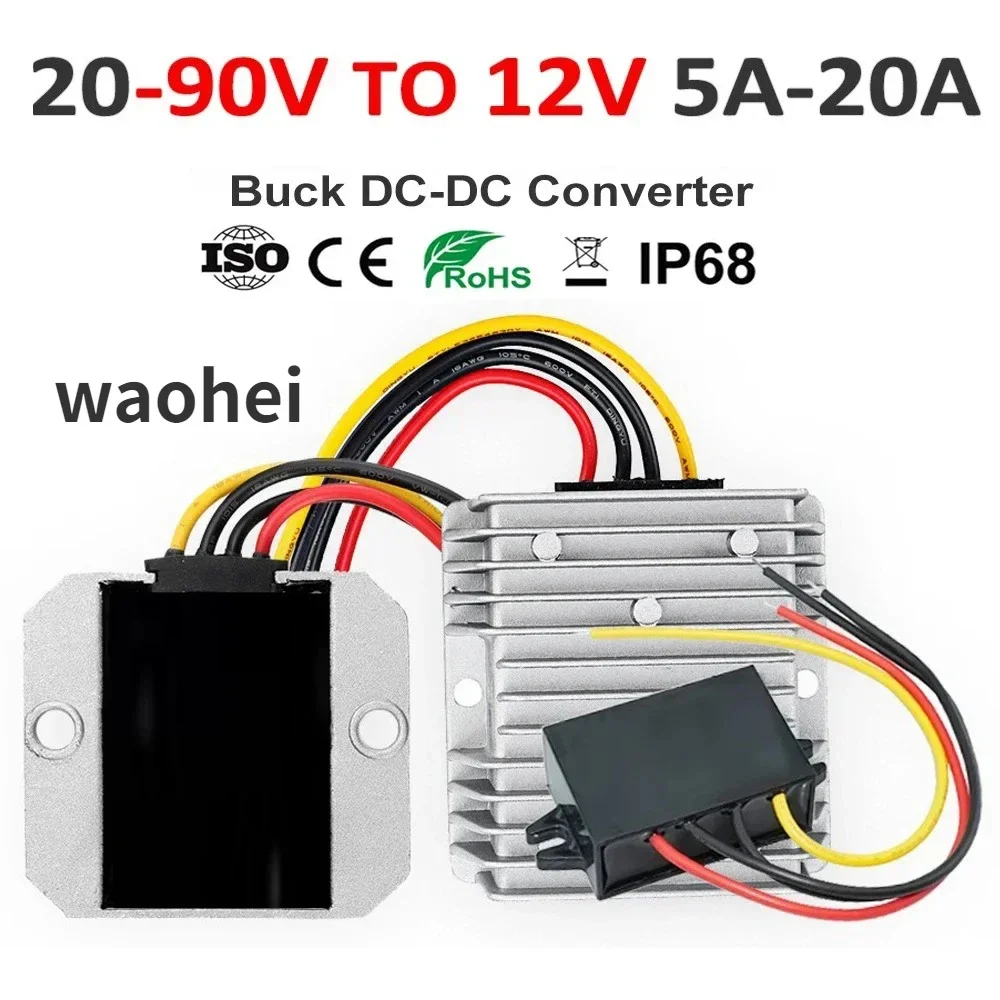 72V 60V 48V 36V 24V a 12V 20A 15A 10A 5A trasformatore regolatore di tensione Step-Down convertitore DC DC 18-90V alimentatore per auto ce