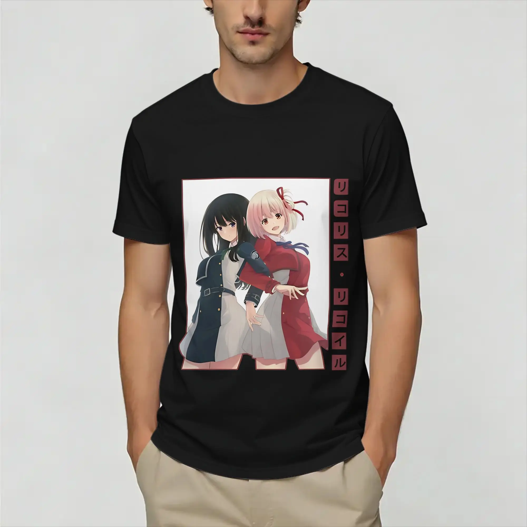 Lycoris Recoils  T Shirts for Men Cotton Crazy T-Shirt O Neck  Tees Short Sleeve Clothing Summer
