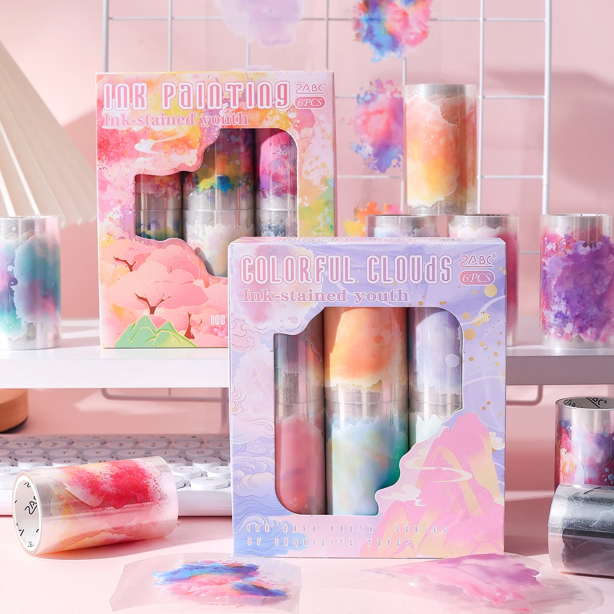 

6 rolls/box, creative graffiti pattern sticker set for DIY phone case and stationery decoration, fashion decoration supplies