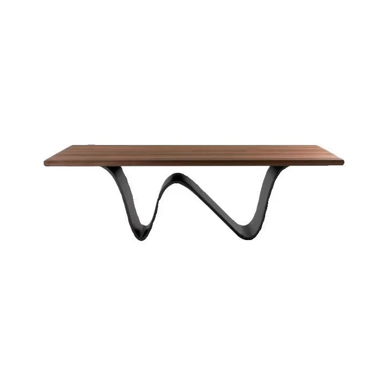 

Скандинавский обеденный стол из цельного дерева, простой прямоугольный дизайнерский персонализированный рабочий стол, встроенный письменный стол