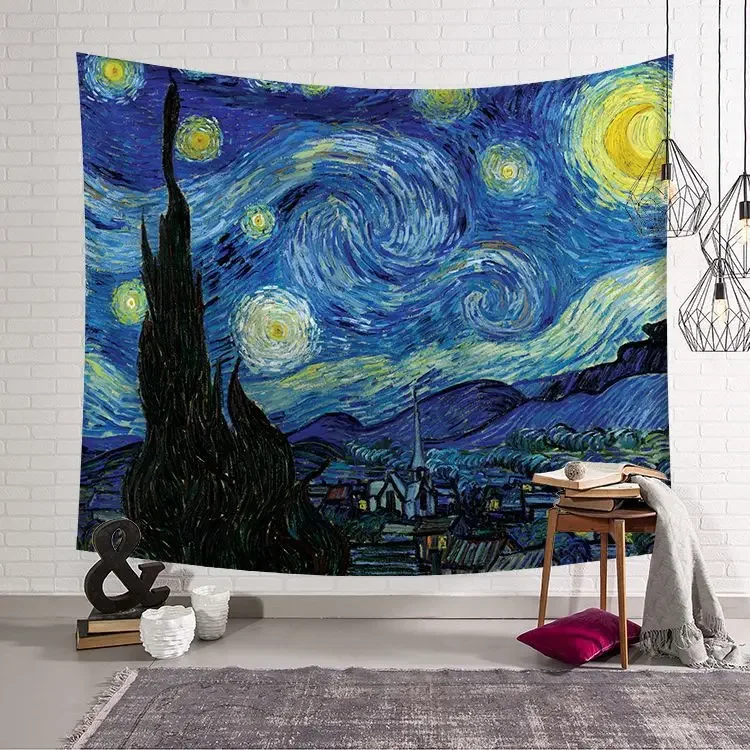 Geometry Famous Van Gogh Print Tapestries Wall Hanging Sunflower tapestry Decorative Blanket Fabric Bedroom 200x150cm Large