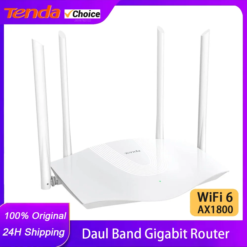 Router WiFi 6 Tenda AX1800 TX3 de Doble Banda, Router Inalámbrico con 3 Puertos LAN Gigabit, MU-MIMO+OFDMA, Dispositivos+WPA3+Beam-Forming