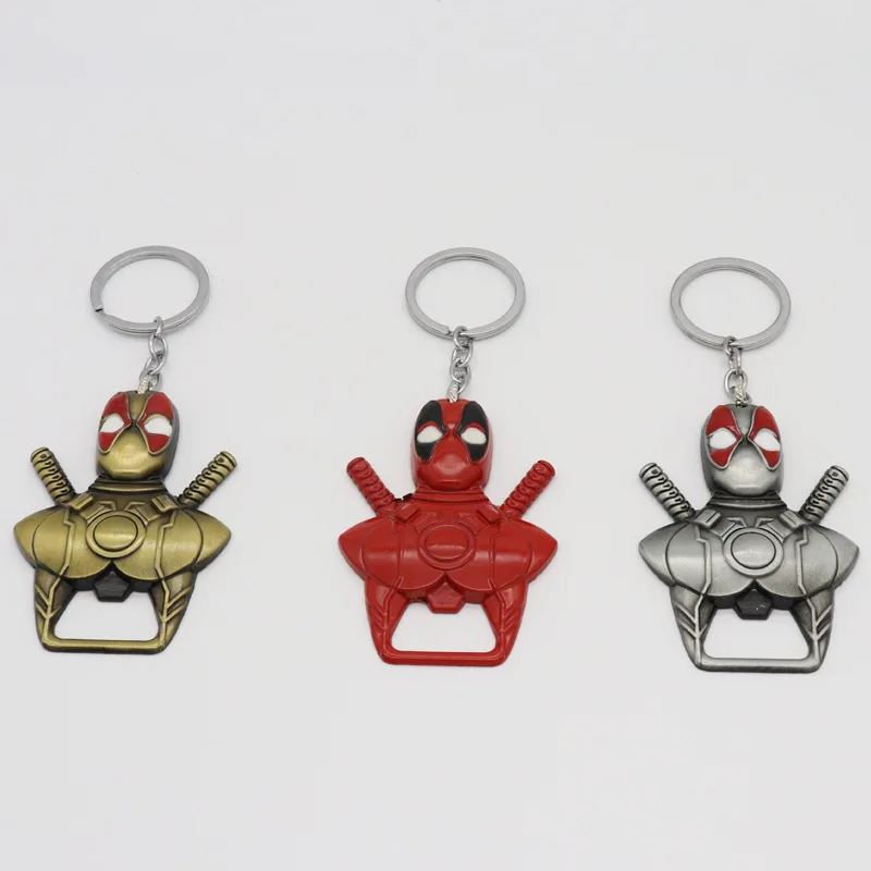 

Marvel Keychain Bottle Opener Deadpool Anime Figure Alloy Keychain Bag Pendant Decoration Beer Beverages Bottle Opener Toy Gift