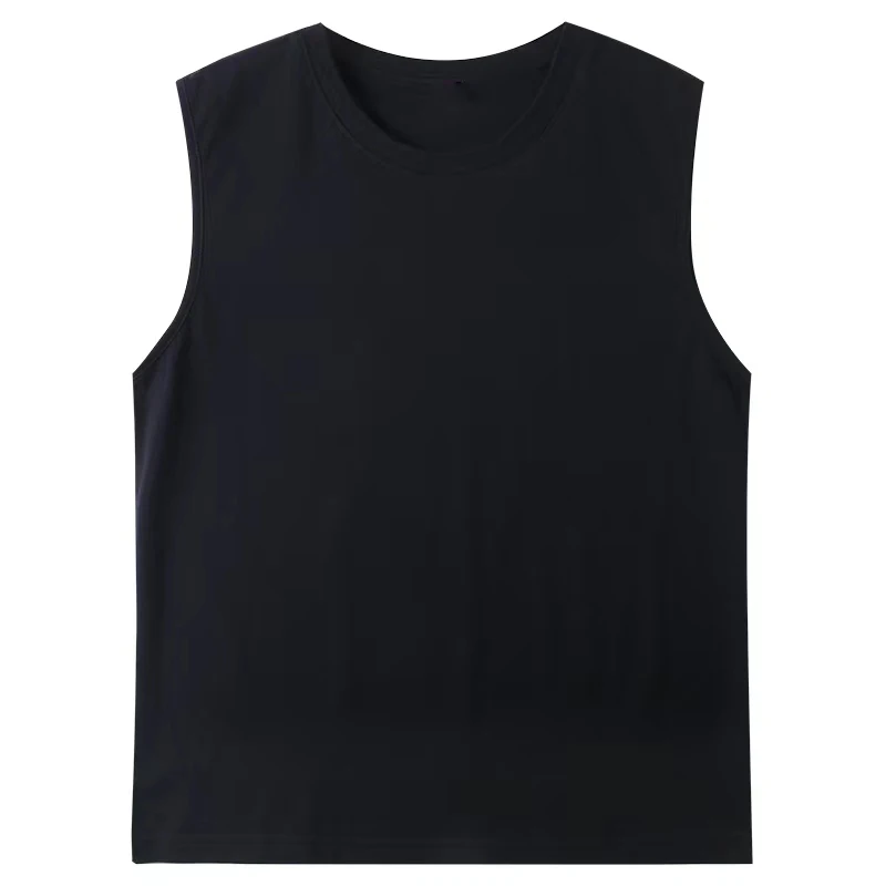 Elegant Combed Cotton Black White Striped T-Shirt Comfortable Loose Fit Round Neck Sleeveless Summer Top for Youth