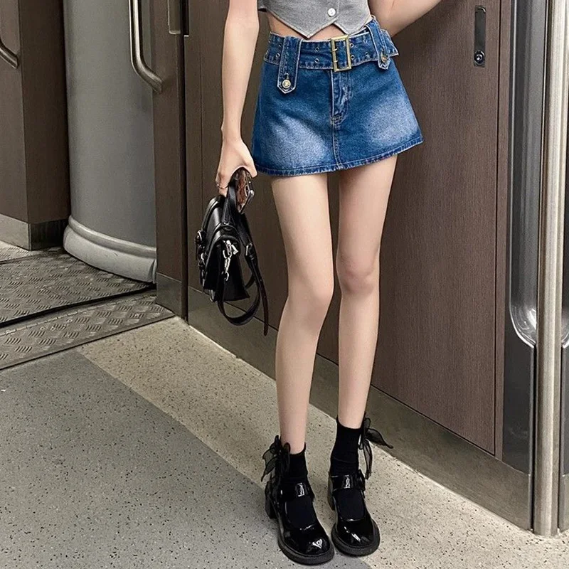 ガールズファッション ハイウエストデニムスカート 夏新作 レディース レトロ ミニスカート 女性 シック 韓国風 薄手 ショート丈 ジーンズワンピース
