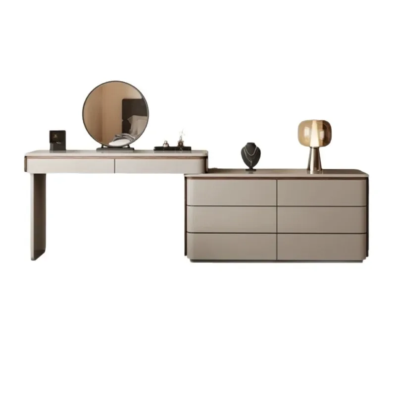 

Solid wood light luxury bedroom modern simple makeup table dresser end corner storage chest integrated