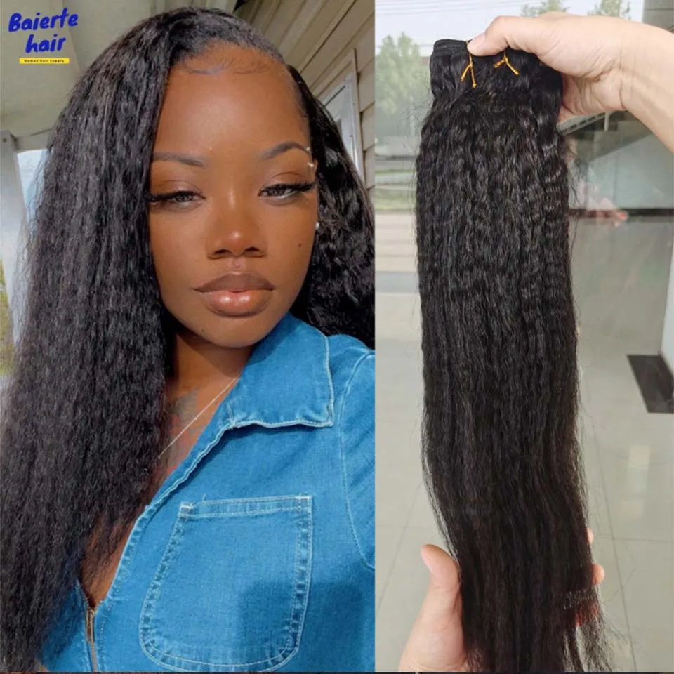 8-30 32 40Inch Brazilian Kinky Straight Human Hair Bundles Remy Human Hair Extensions 1/3 Pcs Hair Weft Yaki Straight Human Hair