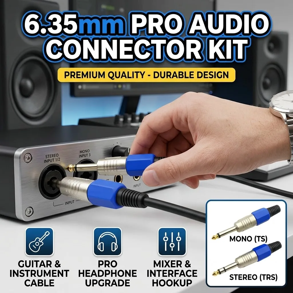 6.35mm Guitar Audio Connector Mono Stereo Jack Amplifier Microphone Plug