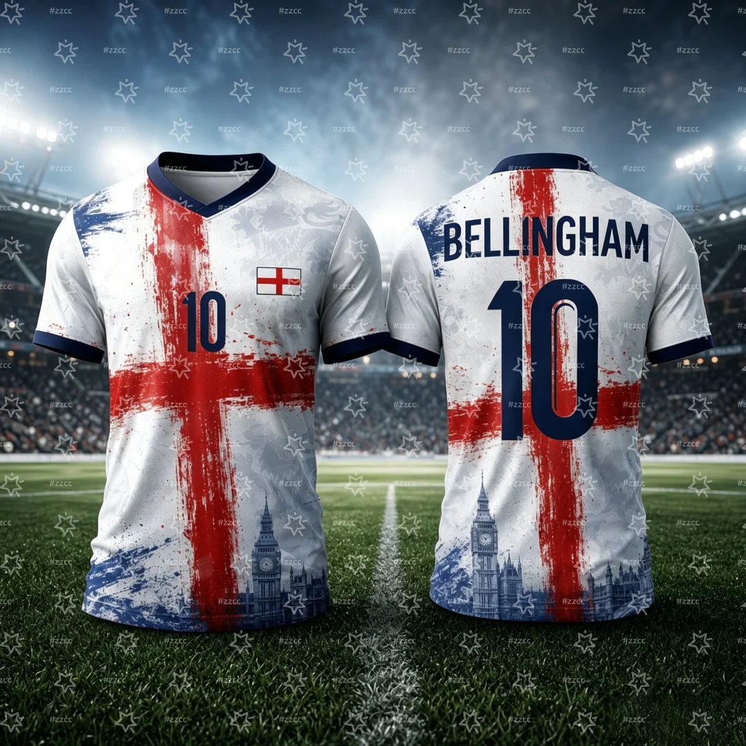 2026 England Football Jersey Harry Kane Fan Commemorative Jersey Summer Sports Men's T-Shirt Children's Woman's Clothing ﻿