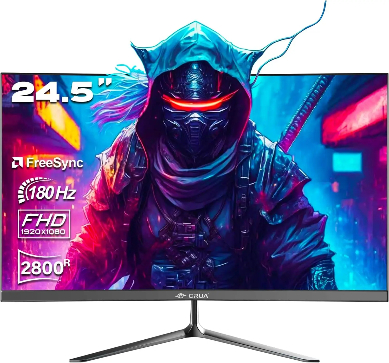 24.5-inch CRUA Curved Gaming Monitor 180Hz, 2800R Ultra Curvature PC Screen Full HD 1080P, Bezel-less Computer Monitor with Free