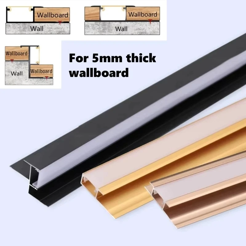 5mm Wall Panel LED Aluminum Profile Background Wallboard Tiles Edge Trim Luminous Linear Lamp Embedded Channel Strip Light