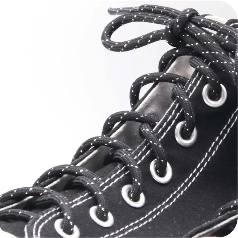 Weiou Lace 4.5MM Black Silver Round Ropes 60-180CM Laces for Free Selection Cheaper Cords for Hiking Boots Running Jogging Shoes