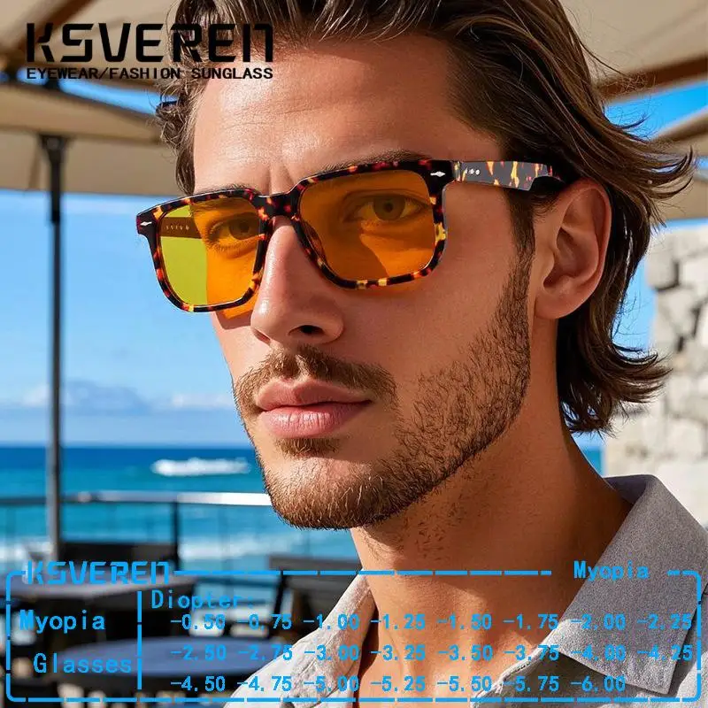 

Square Prescription Myopia Sunglasses Men Women Designer Tinted Nearsighted Glasses Black Shade Driving Sun Glasses -0.5 -1.0