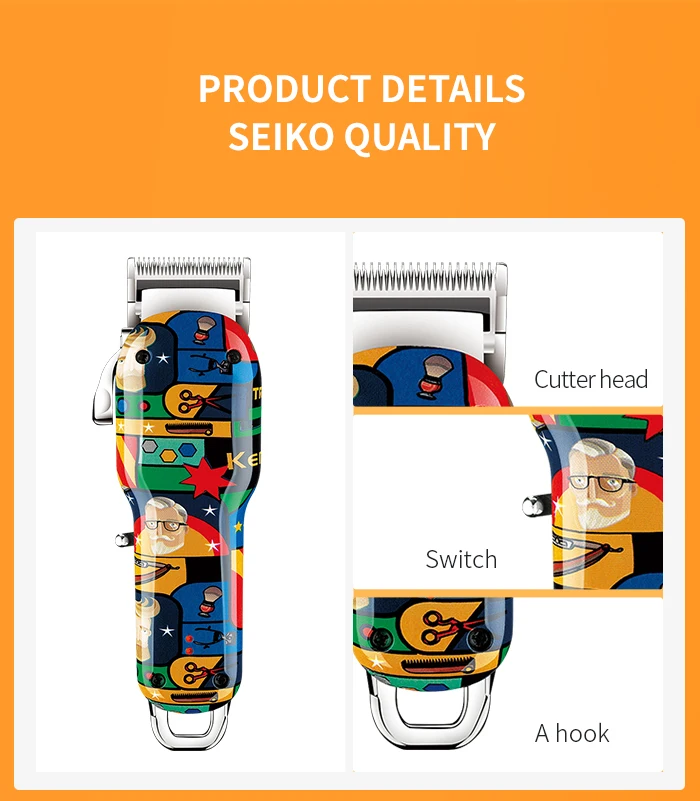 Kemei Professional Electric Hair Clipper Rechargeable Graffiti Pattern Beard Trimmer Men's Shaver KM-MAX2092 KM-MAX5090 KM-1102H
