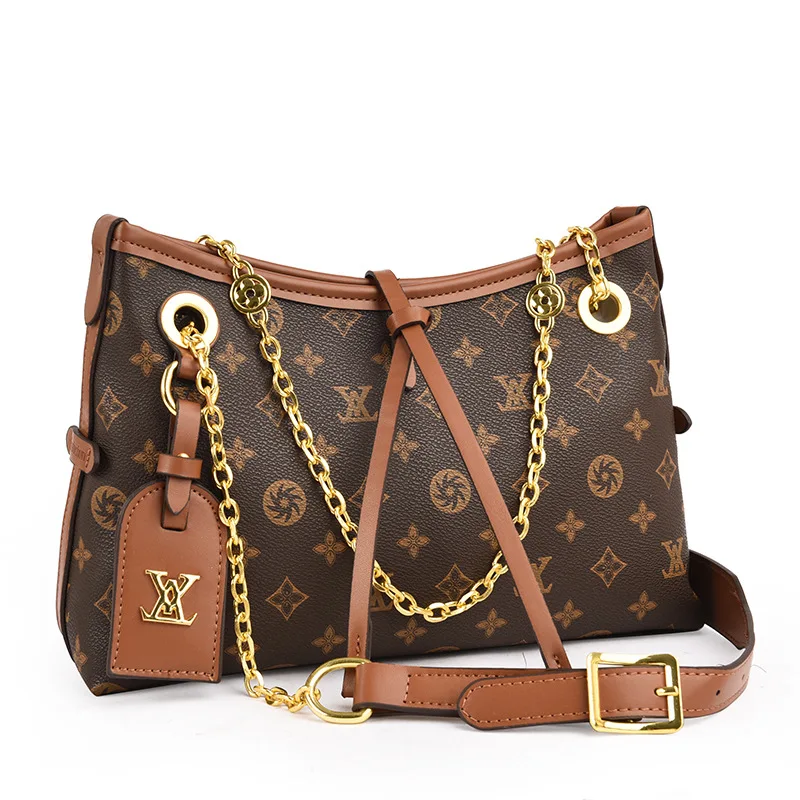 

New Women's Tote Bag, European & American Style, Large Capacity, Color Block Design Versatile Shoulder/Crossbody with Chain