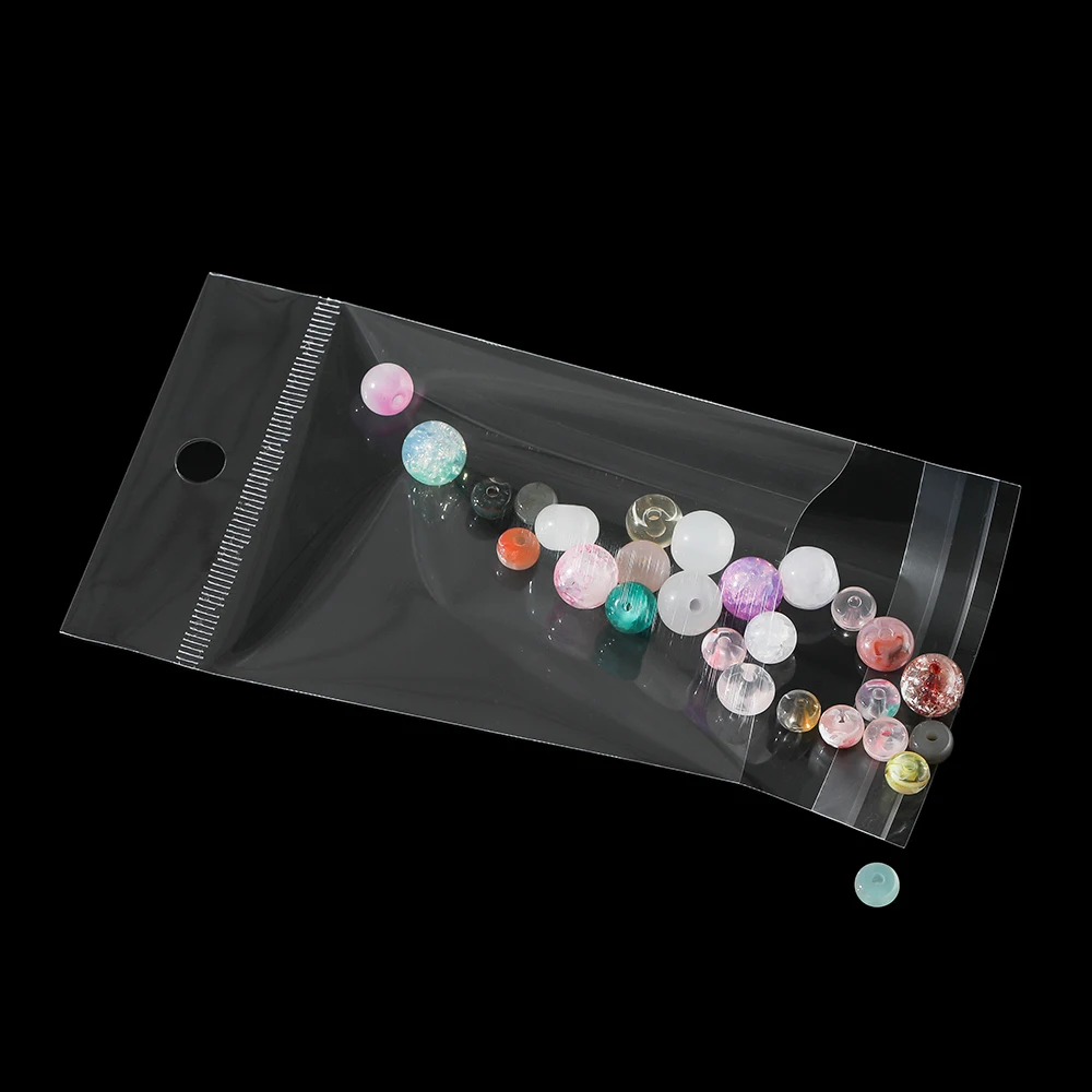 100pcs Transparent Self Adhesive Bag Plastic Hanging Opp Pouches Seal Gift Bag for Jewelry Display Retail Package Storage Bags