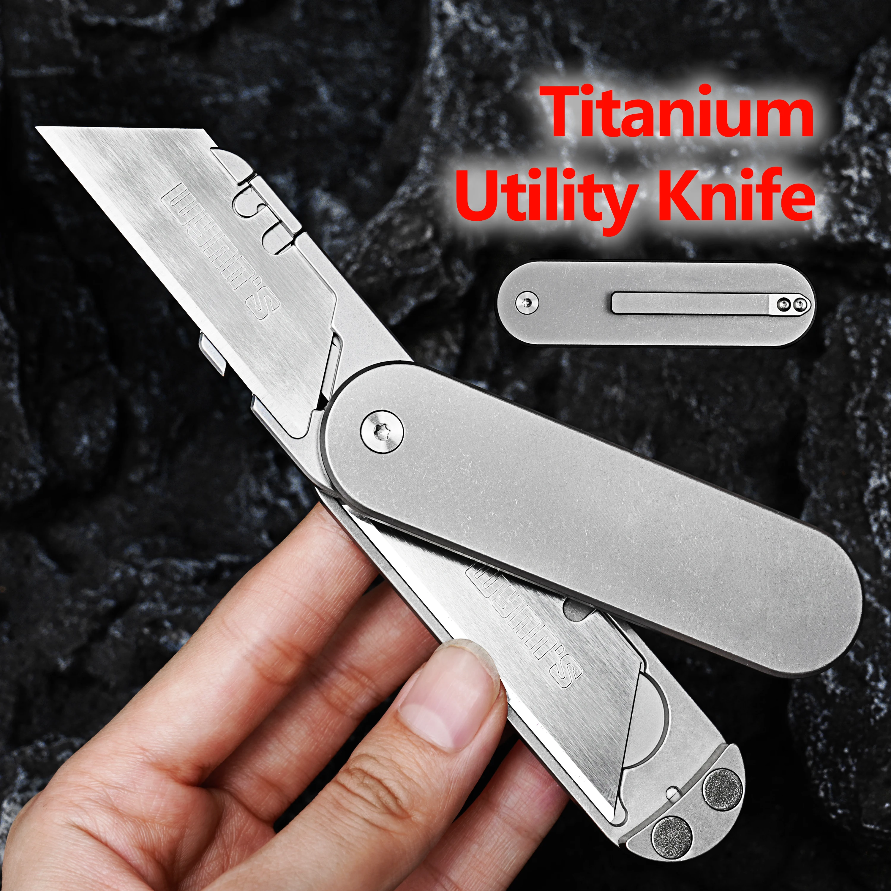 titanium alloy folding utility knife ferramenta de corte multifuncional outdoor edc spare blade presente para o pai 01