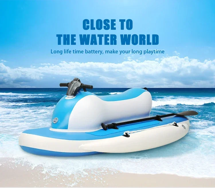 Remote Control Electric Motorized Inflatable Ski Boat Water Floating Motor Boat with Electric Propeller Motor Outdoor Equipment