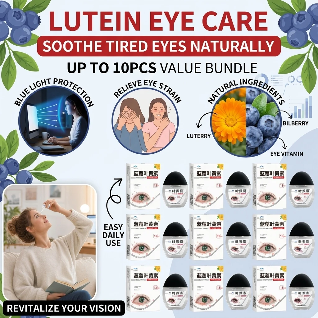 13ml Blueberry Lutein Herbal Eye Care Liquid Block Harmful Blue Light Relieve Dry Eyes Fatigue Redness Mild Hydrating Eye Care