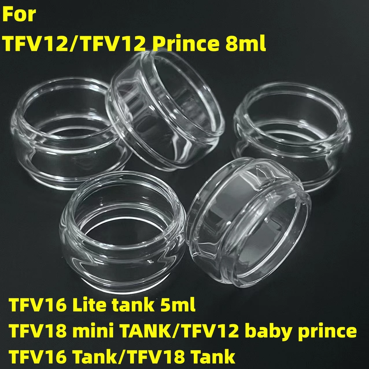 

5PCS Bubble Glass Tube For TFV12 Big Baby Prince TFV16 9ml Lite 5ml TFV18 Fat Glass Container Tank Furniture Accessory