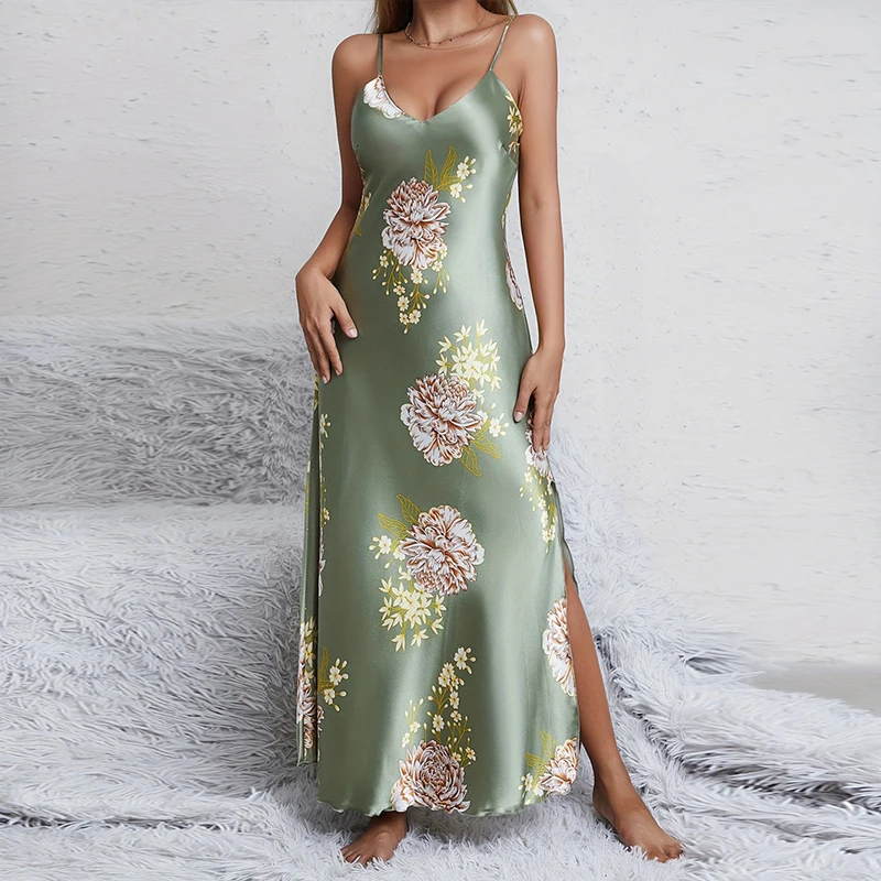 Elegant V-neck Floral Print Silky Comfort - Image 4