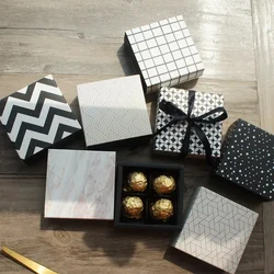 8.9*8.9*3.5CM Black White Classic Mix Style Chocolate Paper Box 10 Set Valentine's Day Candy Boxes DIY Handmade Wedding Use