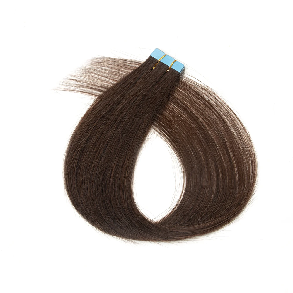 Mini nastro nelle estensioni dei capelli umani Trama della pelle fatta a macchina Nastro naturale Remy nell'estensione dei capelli Nastro invisibile 3x0,8 cm 10 pz/pacco