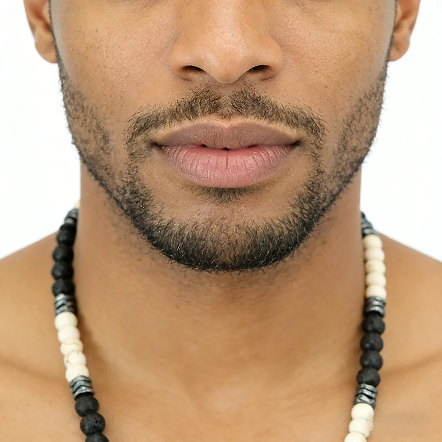 New Handmade Natural Tiger Eyes Lava Stone Beaded Necklace Men Adjustable Bohemian Retro Minimalist Jewelry Neck Accessories