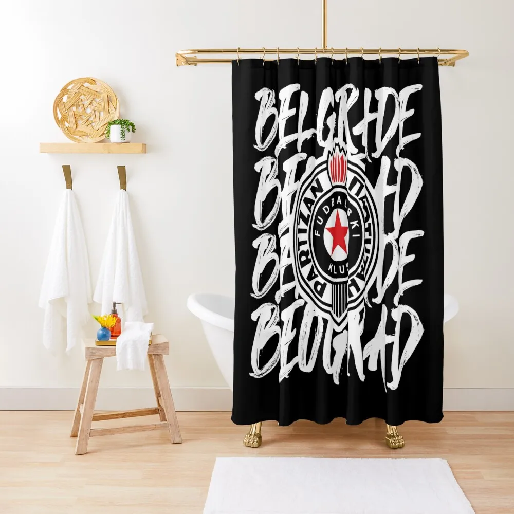 

Beograd Serbian Love Forever Partizan Grobari Jug Belgrade Serbia Shower Curtain Luxury Bathroom Curtain