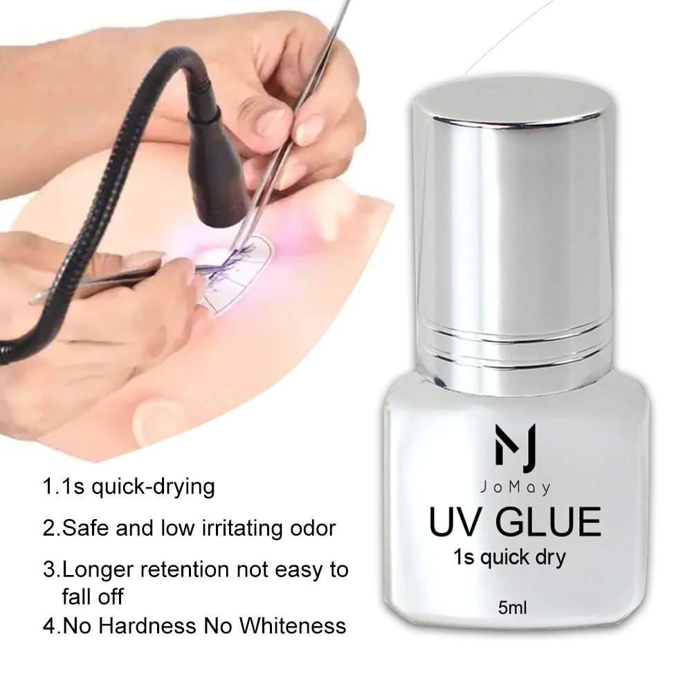 JOMAY UV SET For Eyelash Extension Professional 5ml 1s Eyelash Glue Fast Drying Strong Glue Lamp UV Makeup Tools