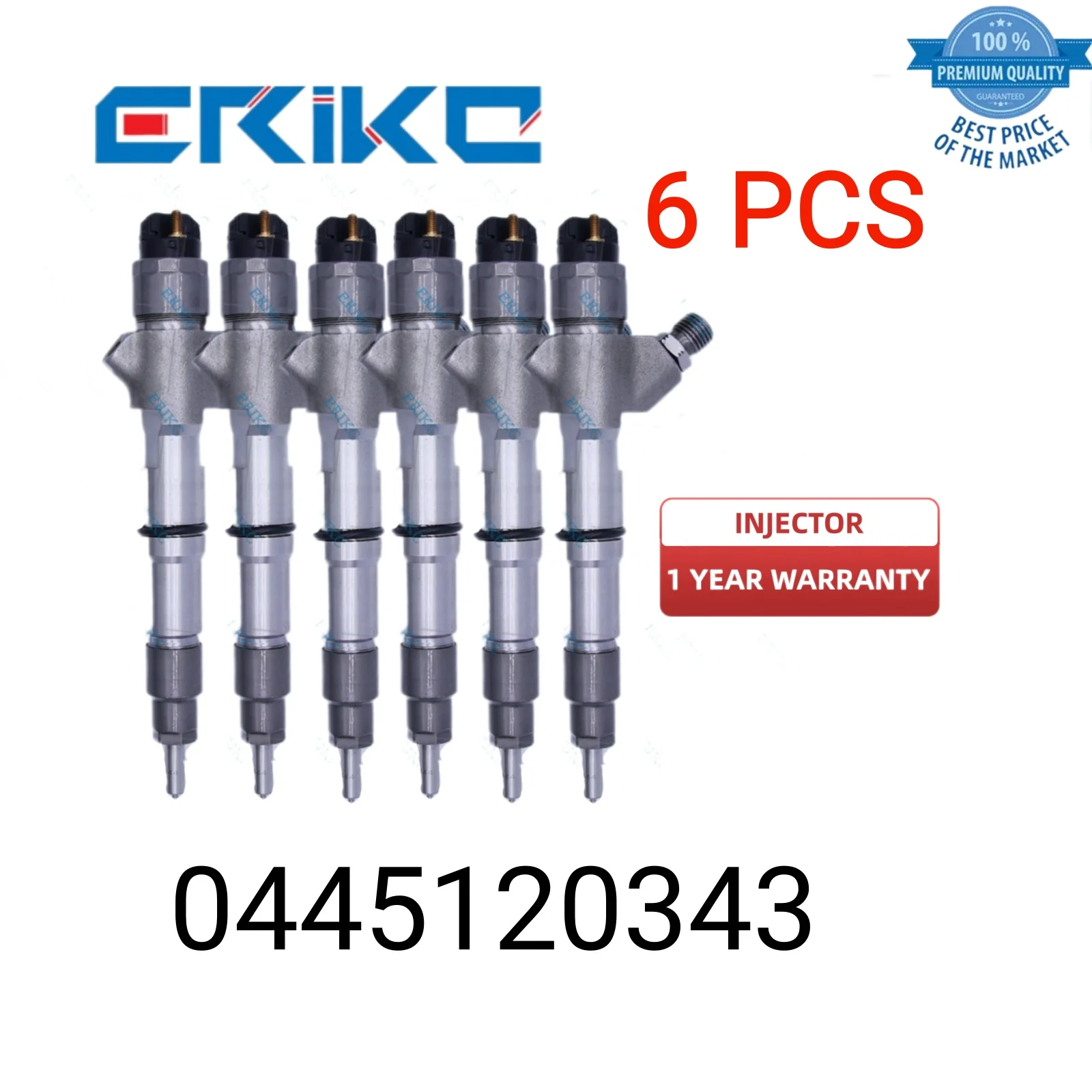 

6 PCS 0445120343 Auto Engine Injector 0 445 120 343 Common Rail Injector 0445 120 343 612640080031 for Weichai WD10-EU4