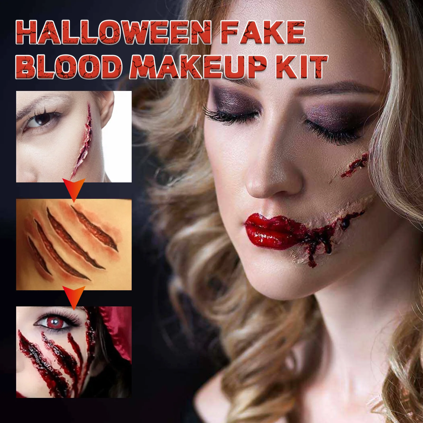 Halloween Costumes for Women Fake Blood Makeup Set Terror Atmosphere Lifelike Skin Fake Blood Special Effect Makeup Product