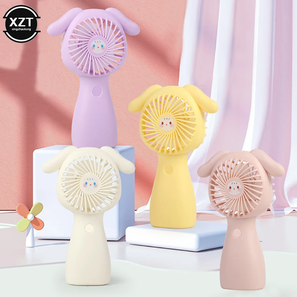 New Cute Student Desktop Fan No Noise Portable Handheld Fan Three Speed Adjustment Small Pocket Fan Usb Outdoor Mini Cartoon Fan