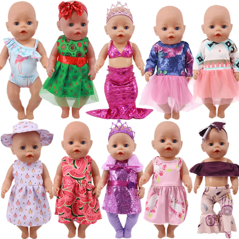 

Одежда для кукол, 10 стилей, платья, красивый повседневный наряд для куклы Born Baby 43 см и 18-дюймовая американская кукольная одежда, праздничные подарки, игрушки для девочек