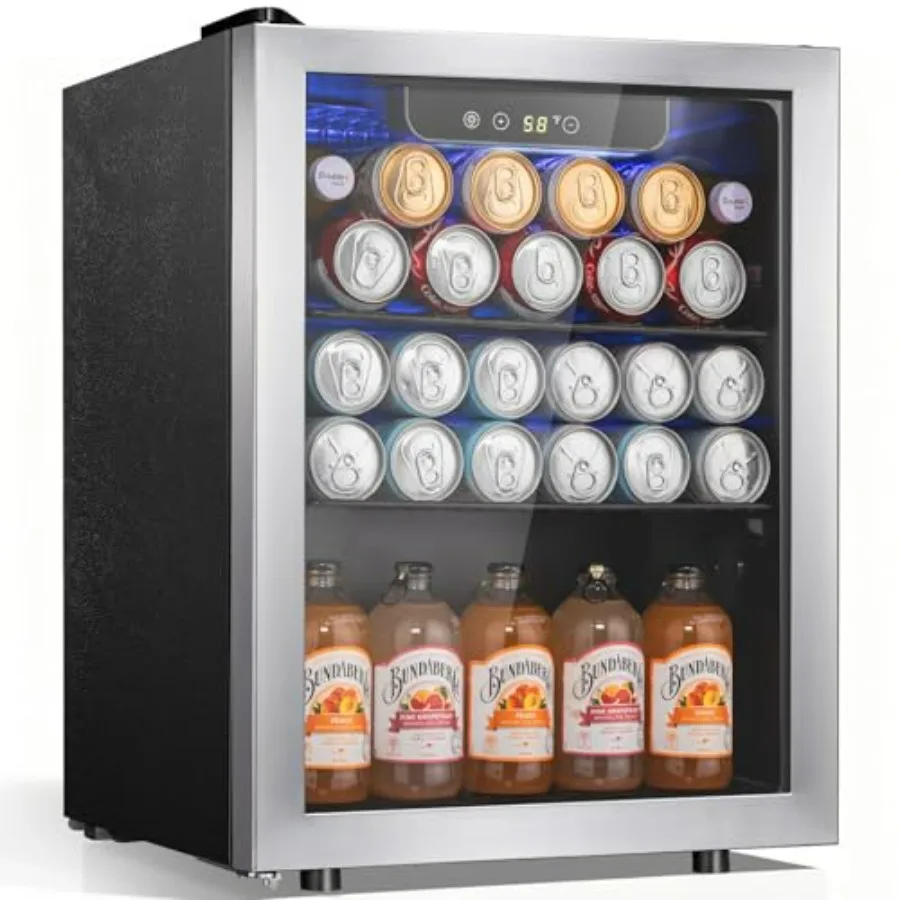 

1.7 Cu.Ft Beverage Refrigerator with Seamless Glass Door Silver Digital Control Quiet Compressor 68 Can or 16 Bottle Ccity Free