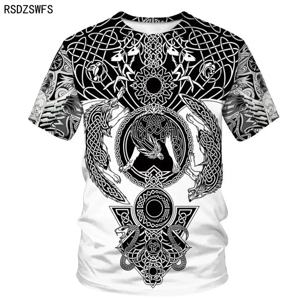 

2020 New Fashion Men hoodies 3D Printed Viking Tattoo t shirt tees shorts sleeve Apparel Unisex Norse cosplay funny streetwear