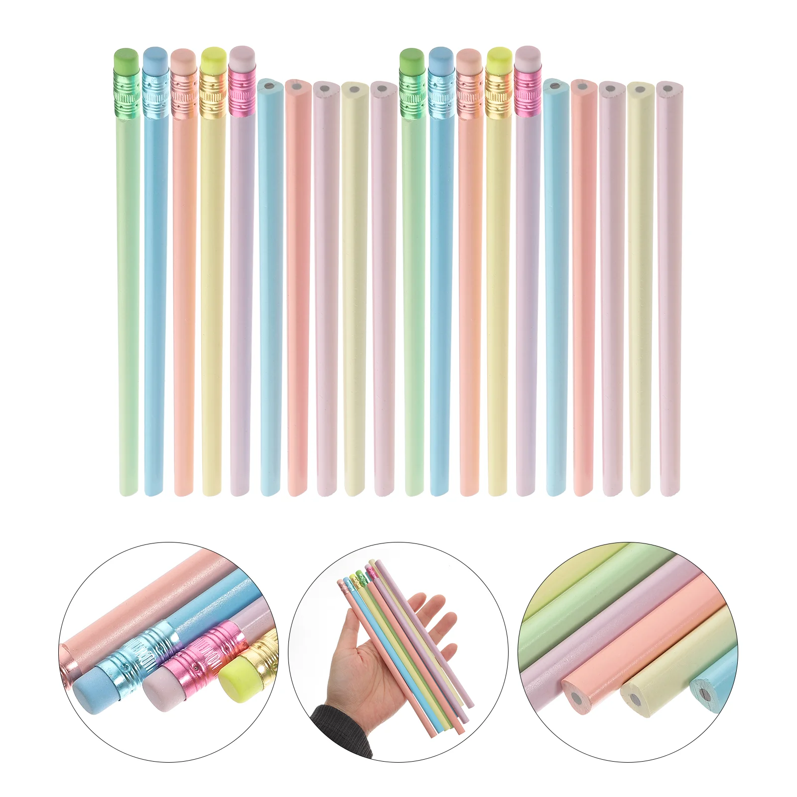 20 Pcs Triangle Wooden Colorful Pencils Fine Transition Lightweight Smooth Writing No Smudging Strong Tip Preschool