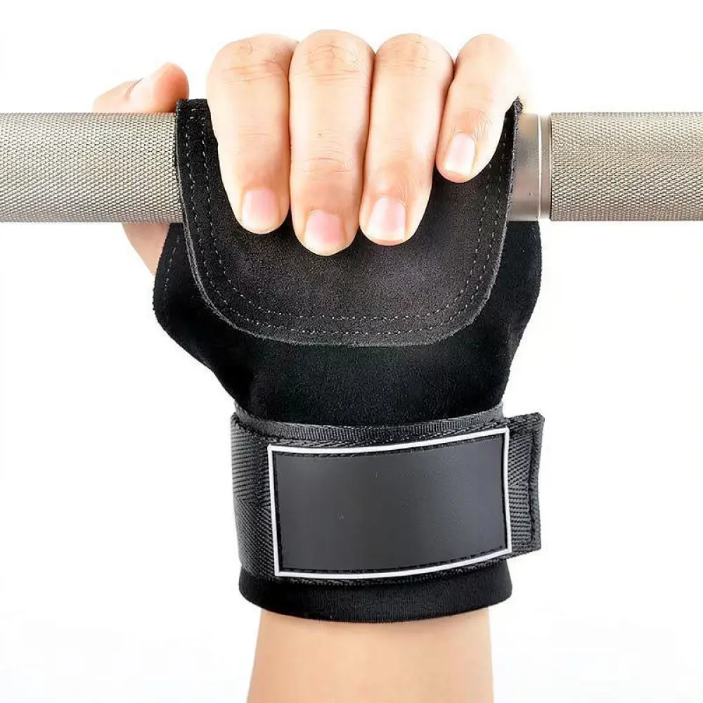 Anti Slip Cowhide Lifting Straps Wrist Support Gym Training Grips Palm Protector For Weightlifting Pull Ups Equipment