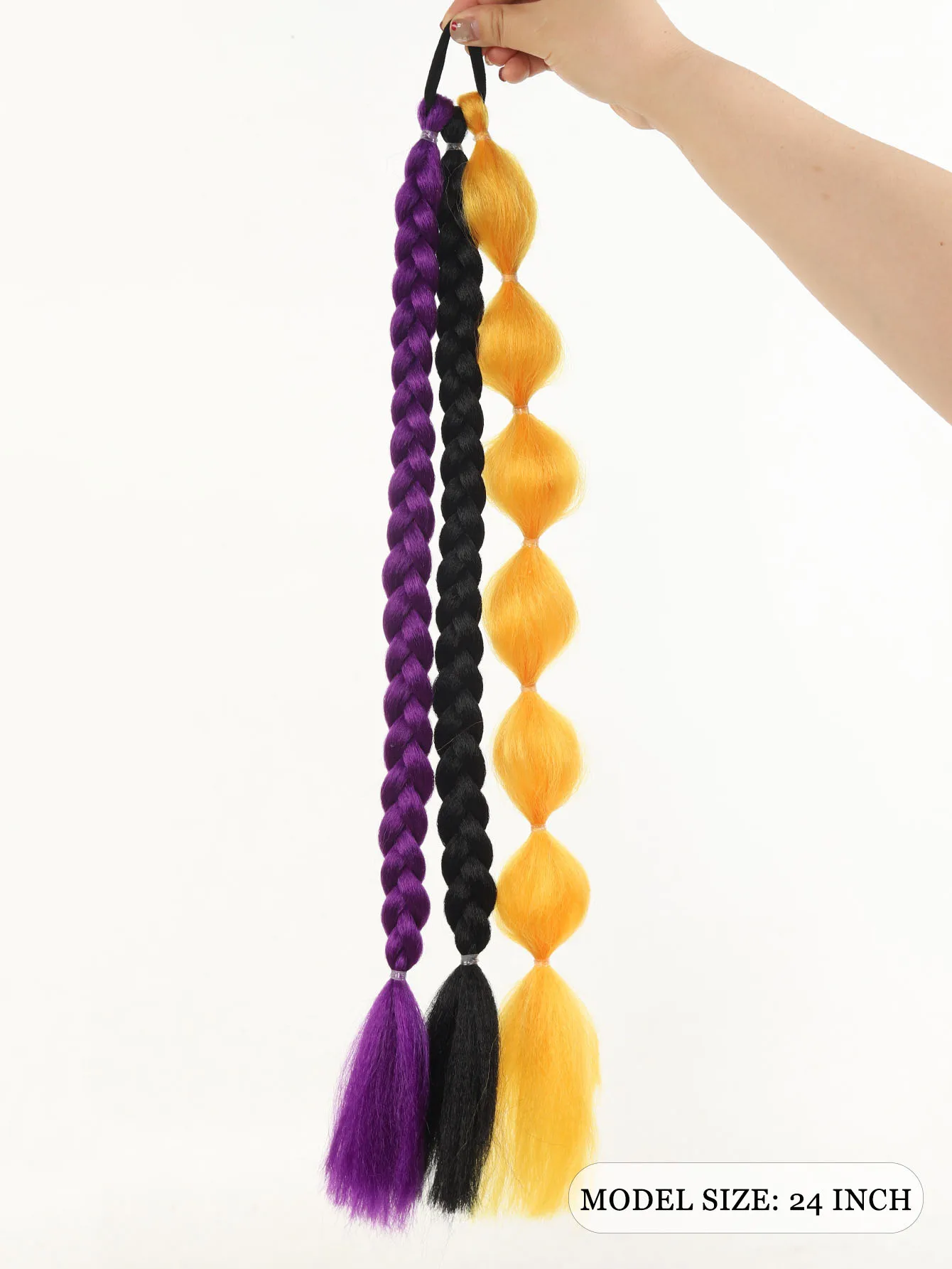 LM Synthetic Bubble Lantern Braid Ponytail Extension Braided Colored Fake Braid Wig For Halloween Cosplay Festival Styling