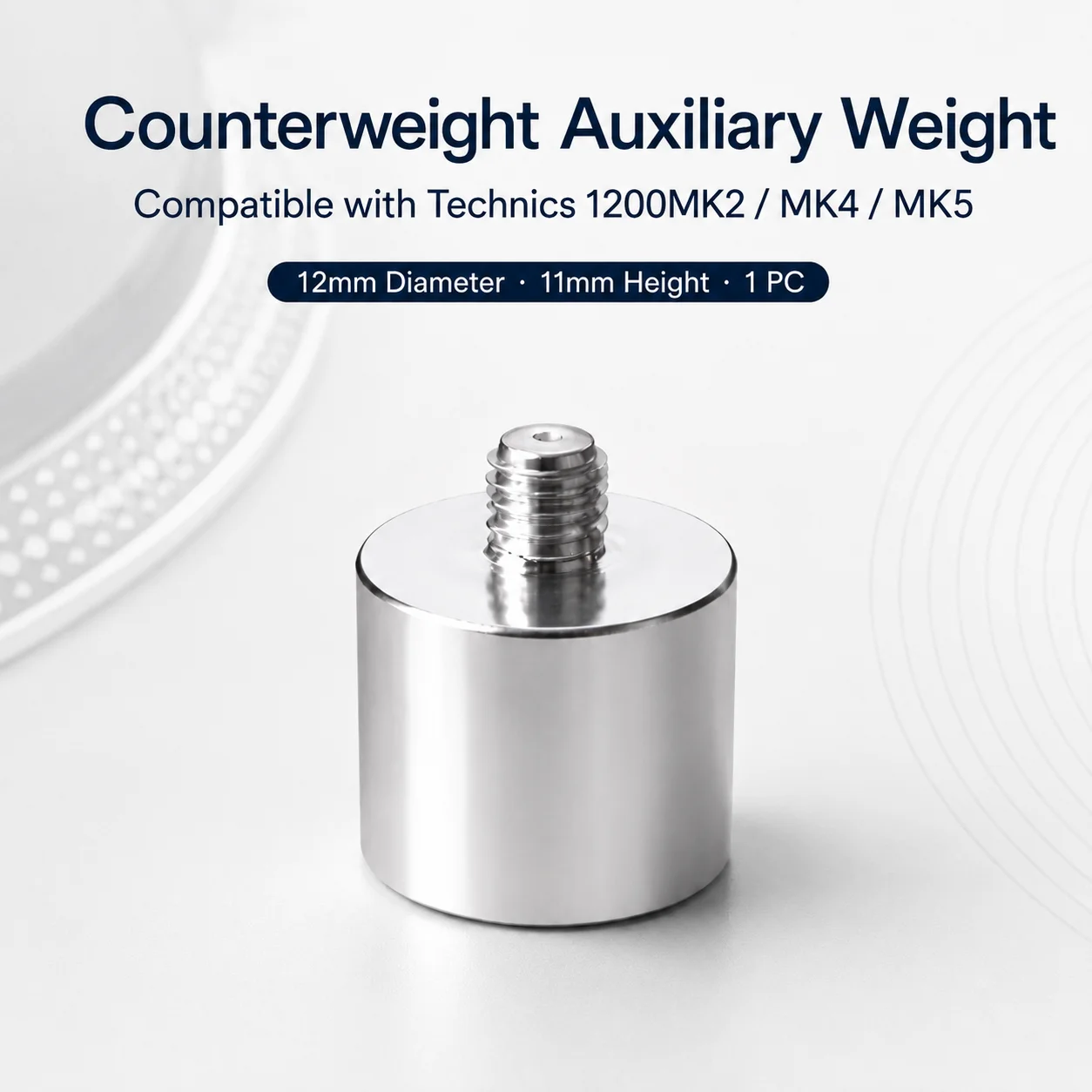 LINGYAN AUDIO Turntable Auxiliary Counterweight for Technics SL-1200MK2 MK4 MK5 12x11mm Tonearm Balance Weight