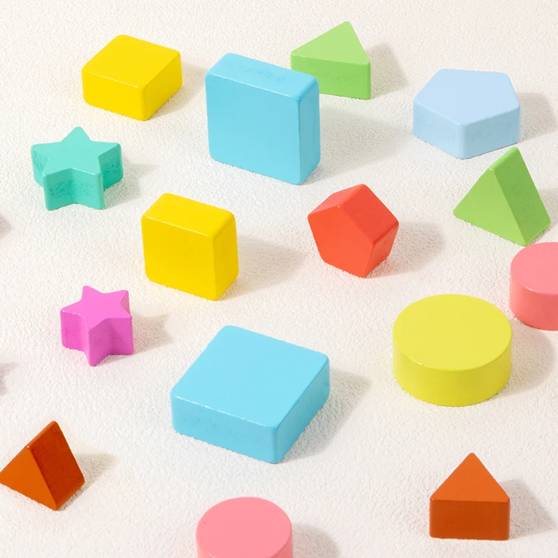 Blocchi di abbinamento di torte geometriche in legno Montessori Forma Ordinamento Puzzle Apprendimento prescolare Gioco educativo Giocattoli Regali per bambini