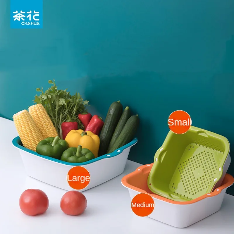 

CHAHUA-Kitchen Wash Basket, The Ultimate Vegetable and Fruit Drain Basket for Effortless Washing and Draining, Tightening the C