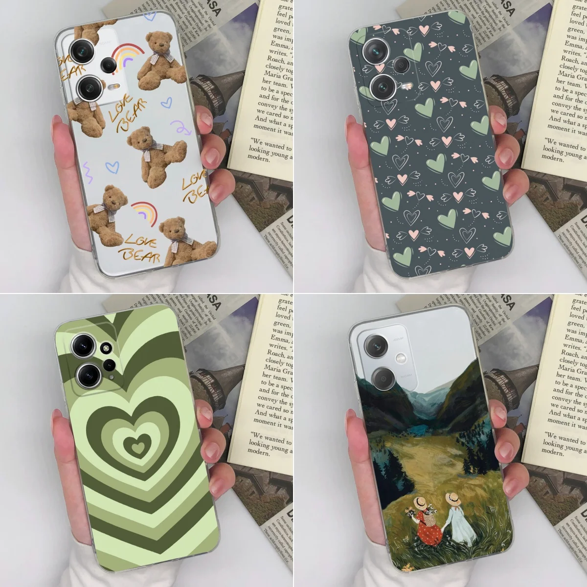 حافظة شفافة لهاتف Xiaomi Redmi Note 12 12 Pro 5G Fashion Love Heart من السيليكون الناعم من مادة البولي يوريثان الحراري غطاء غير قابل للانزلاق لهاتف 12 12Pro Funda #2